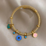 AENSOA Evil Eye Tassel Bracelet Stainless Steel