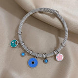 AENSOA Evil Eye Tassel Bracelet Stainless Steel