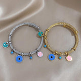 AENSOA Evil Eye Tassel Bracelet Stainless Steel