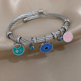 AENSOA Evil Eye Tassel Bracelet Stainless Steel
