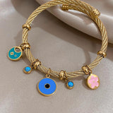 AENSOA Evil Eye Tassel Bracelet Stainless Steel