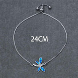 Zircon Crystal Fire Opal Dragonfly Bracelet Dainty Silver Chain Boho Jewelry
