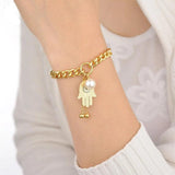 Fashionable Hamsa Hand Bracelet Women's Stainless Steel T Buckle Bracelet