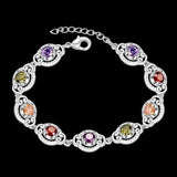 Colorful Zircon Bracelets 925 Sterling Silver Extender Bracelet Bangle