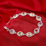 Colorful Zircon Bracelets 925 Sterling Silver Extender Bracelet Bangle
