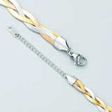 Stainless Steel Woman Bracelet Chain Tricolor Braided BRYZAMBB