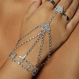 Bohemian Wind Rhinestone Handchains Ring