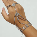 Bohemian Wind Rhinestone Handchains Ring