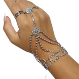 Bohemian Wind Rhinestone Handchains Ring