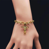 Stainless Steel Jesus Cross Bracelet Women Religion Jewelry