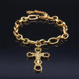 Stainless Steel Jesus Cross Bracelet Women Religion Jewelry