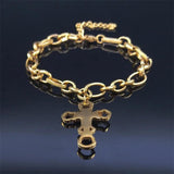 Stainless Steel Jesus Cross Bracelet Women Religion Jewelry