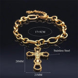 Stainless Steel Jesus Cross Bracelet Women Religion Jewelry
