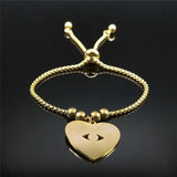 Stainless Steel Turkey Eye Heart Charm Bracelet Women/Kids