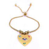 Stainless Steel Turkey Eye Heart Charm Bracelet Women/Kids