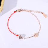 Crystal CZ Redline Bracelet Woman Chain Gift Rose Stainless Steel