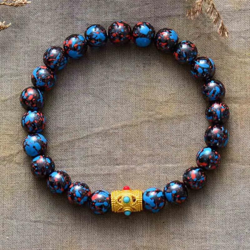 8MM Painting Stone Beads Nepal Charm Bracelet