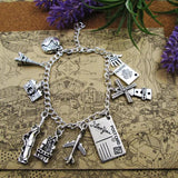 Silver Plated Charm Bracelet - Travel Lover on the Way All the Time