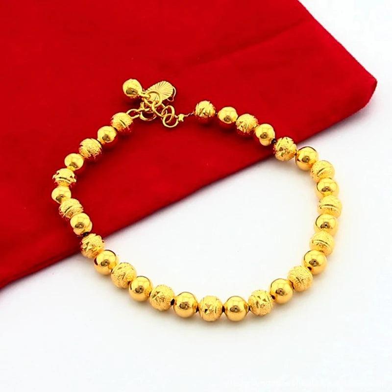 Heart Bell Charm Bracelet 24K Beads Jewelry Gift