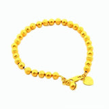 Heart Bell Charm Bracelet 24K Beads Jewelry Gift