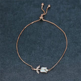 Rose Flower Chain Bracelet Opal Stone Wedding Bracelet Gift