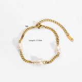 18K Plated Stainless Steel Pearl Bracelet for Women Girls