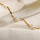 18K Plated Stainless Steel Pearl Bracelet for Women Girls
