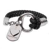 Men's Stainless Steel Heart Leather Bracelet