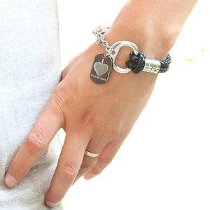 Men's Stainless Steel Heart Leather Bracelet
