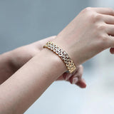 11mm 585 Rose Bracelet for Women Square Carved Wristband