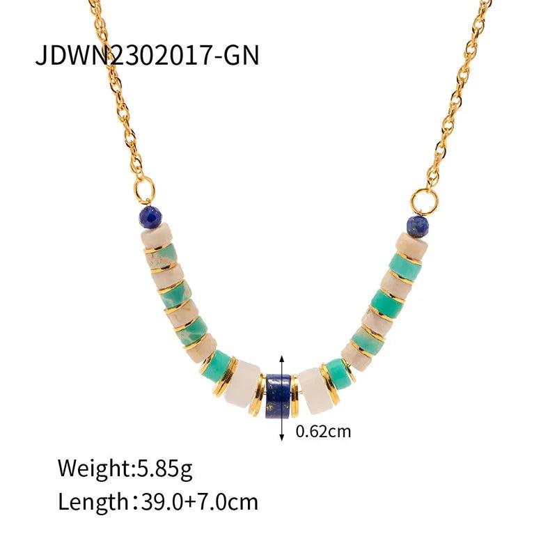 Colorful Stone Beaded Bracelet for Women Stainless Steel Charm Bracelet