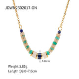 Colorful Stone Beaded Bracelet for Women Stainless Steel Charm Bracelet