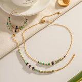 Colorful Stone Beaded Bracelet for Women Stainless Steel Charm Bracelet