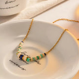 Colorful Stone Beaded Bracelet for Women Stainless Steel Charm Bracelet