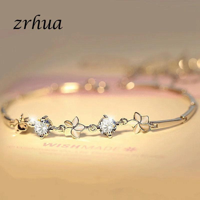 Silver Chain Bracelet Purple CZ Bijoux