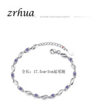 Silver Chain Bracelet Purple CZ Bijoux