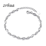 Silver Chain Bracelet Purple CZ Bijoux