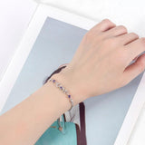 Silver Chain Bracelet Purple CZ Bijoux