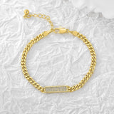 Cuban Chain Bracelet Hip Pop Zircon Bar Bangle Women