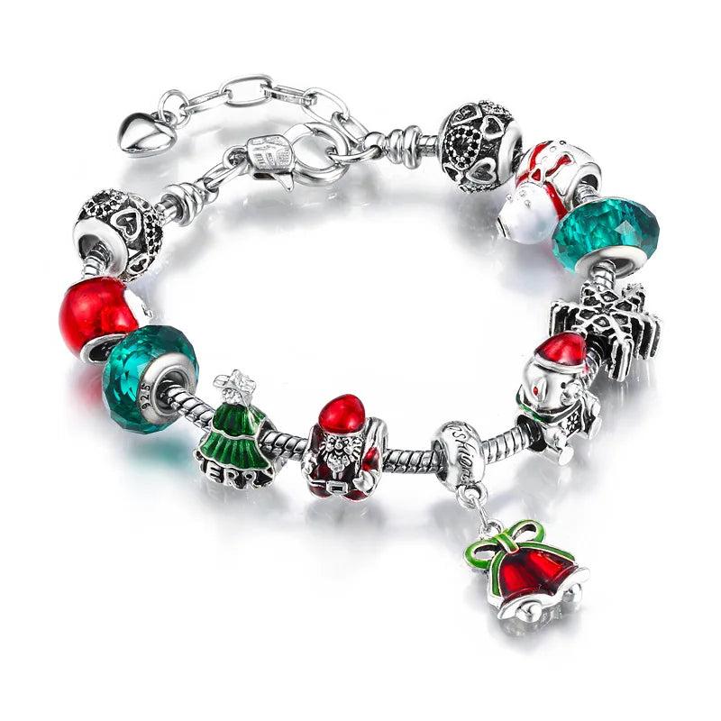 Christmas Bell Charm Bracelet for Women Santa Claus Crystal Bracelets