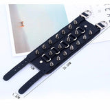 Wide Cuff Punk Men Gothic Rivet Skull Wrap Bracelet PU Leather