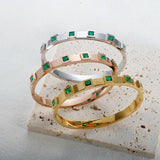 Stainless Steel Crystal Bracelet Colorful CZ Zircon Bangle For Women