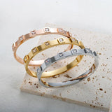 Stainless Steel Crystal Bracelet Colorful CZ Zircon Bangle For Women