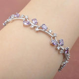 Purple Crystal Link Chain Bracelet For Women Zirconia Bangle
