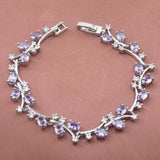 Purple Crystal Link Chain Bracelet For Women Zirconia Bangle