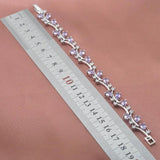 Purple Crystal Link Chain Bracelet For Women Zirconia Bangle