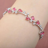 Purple Crystal Link Chain Bracelet For Women Zirconia Bangle