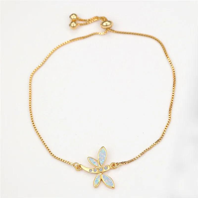 Dragonfly Bracelet with Fire Opal Stone