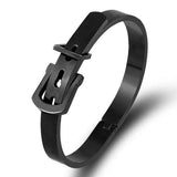 Men Wrist Buckle Belt Bracelets Titanium Steel Bangles Punk Street Jewelry