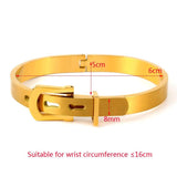 Men Wrist Buckle Belt Bracelets Titanium Steel Bangles Punk Street Jewelry